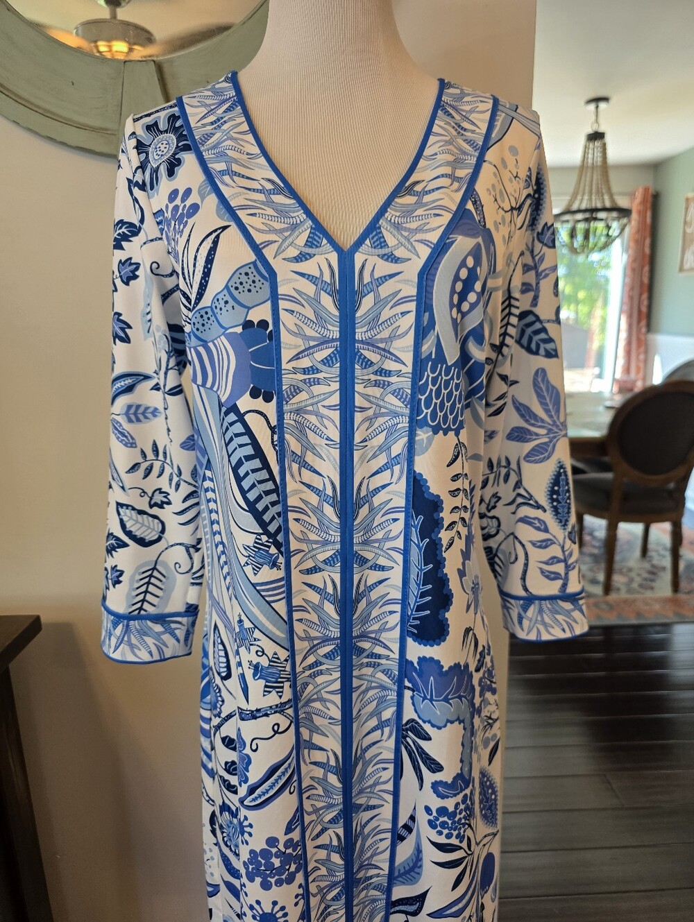 Gretchen Scott Size Small Jersey Split Neck Bordertown Dress Resortwear Vacation - Picture 3 of 9